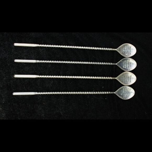Barware Set Of 4 Recipe Cocktail Spoons Old Fashioned Mai Tai Moscow Mule Martin - Picture 1 of 5
